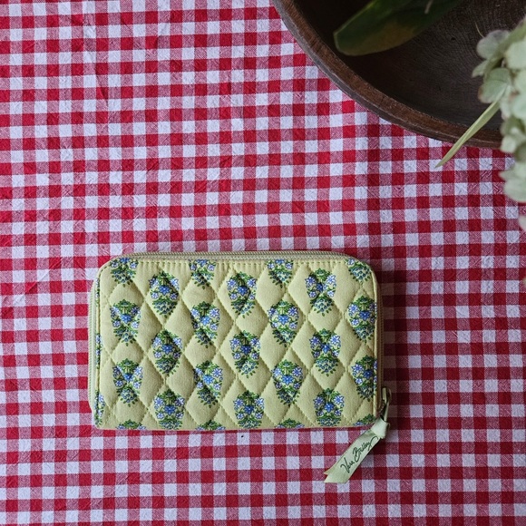 Vera Bradley Green and Blue Floral Quilted Wallet - Picture 1 of 6